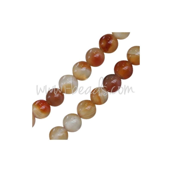 Perles rondes agate orange 6mm sur fil (1) - Photo n°1