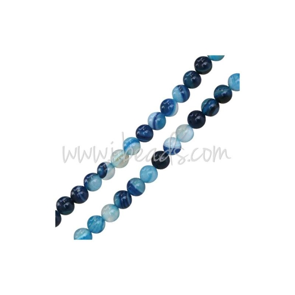 Perles rondes agate bleu 4mm sur fil (1) - Photo n°1