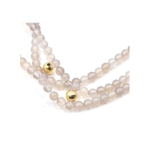 Perles rondes agate grise  4mm sur fil 39 cm (1) - Photo n°1