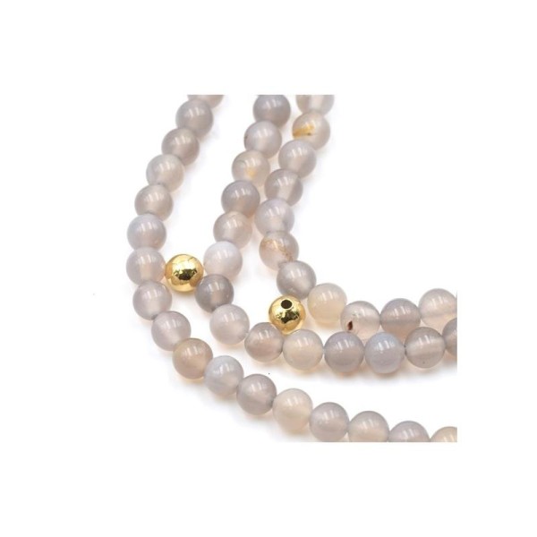 Perles rondes agate grise  6mm sur fil 39 cm (1) - Photo n°1
