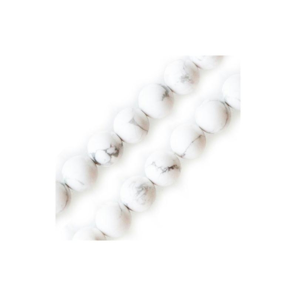 Perles rondes howlite blanc 8mm sur fil (1) - Photo n°1