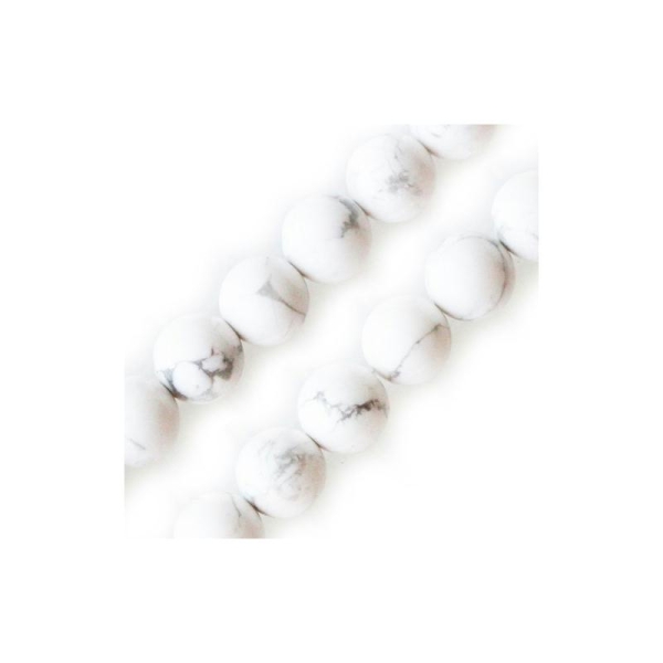 Perles rondes howlite blanc 10mm sur fil (1) - Photo n°1