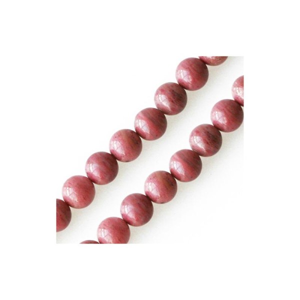 Perles rondes jaspe rose 6mm sur fil (1) - Photo n°1