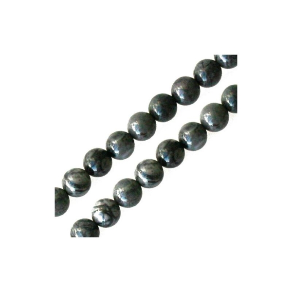 Perles rondes jaspe picasso 6mm sur fil (1) - Photo n°1