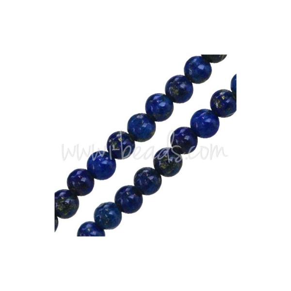 Perles rondes Lapis Lazulis 6mm sur fil (1) - Photo n°1