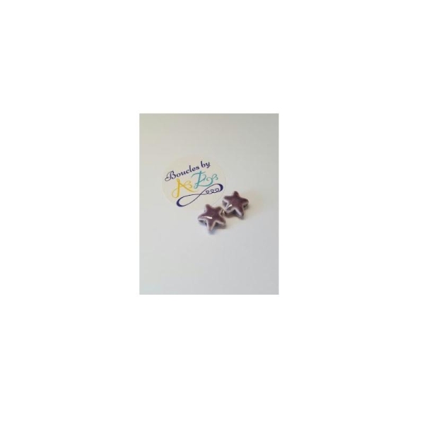 Perles étoiles violettes en céramique 15mm x2 - Photo n°1
