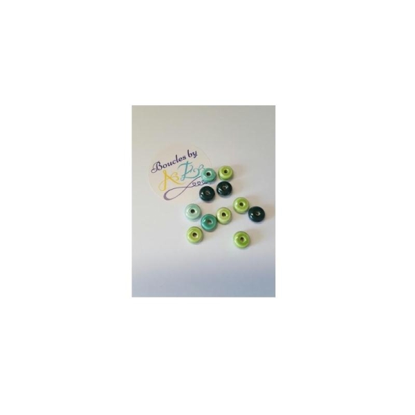 Perles vertes en céramique 9*4mm x5 - Photo n°1