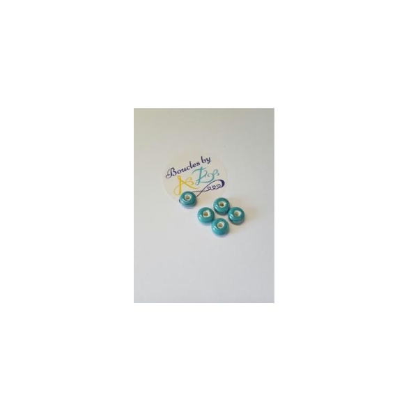 Perles turquoises en céramiques 9*4mm x5 - Photo n°1