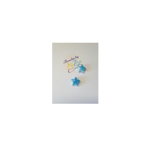 Perles étoiles bleues en céramique 15mm x2 - Photo n°1