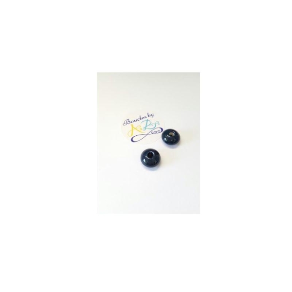 Perles bleu marine en céramique 15mm x2 - Photo n°1
