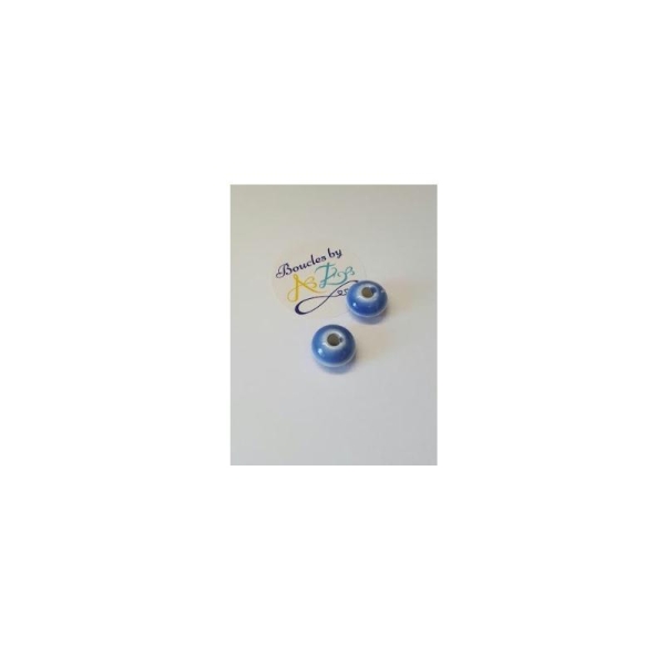 Perles bleues en céramique 15mm x2 - Photo n°1