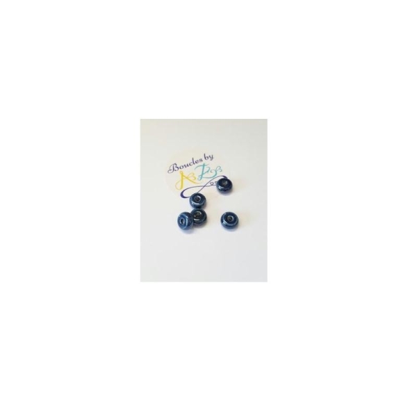 Perles en céramique bleu nuit 9*4mm x5 - Photo n°1