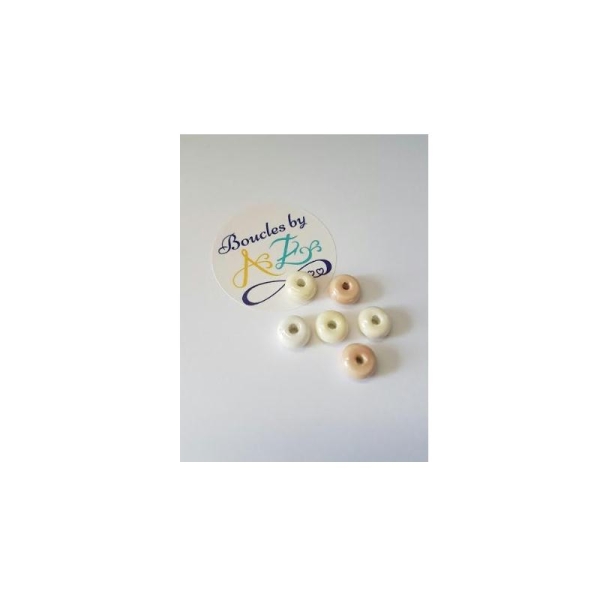 Perles céramique blanches / beiges 9*4mm x5 - Photo n°1