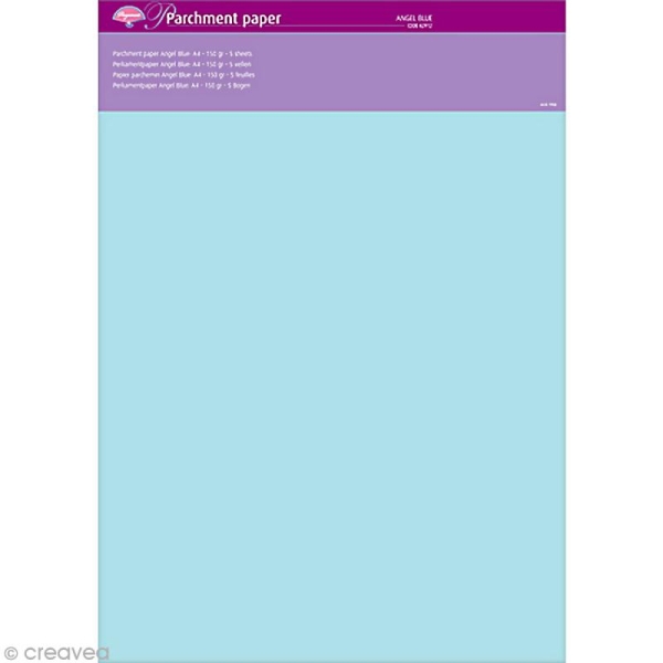 Papier parchemin Pergamano - Bleu ciel - 5 feuilles calque A4 - 150 g (62912) - Photo n°1