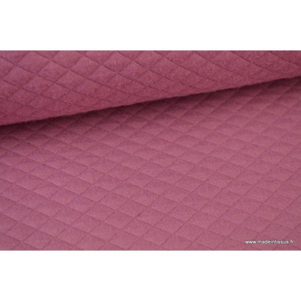Tissu Jersey coton matelassé 1x1 Vieux rose pour confection habillement .x1m - Photo n°1