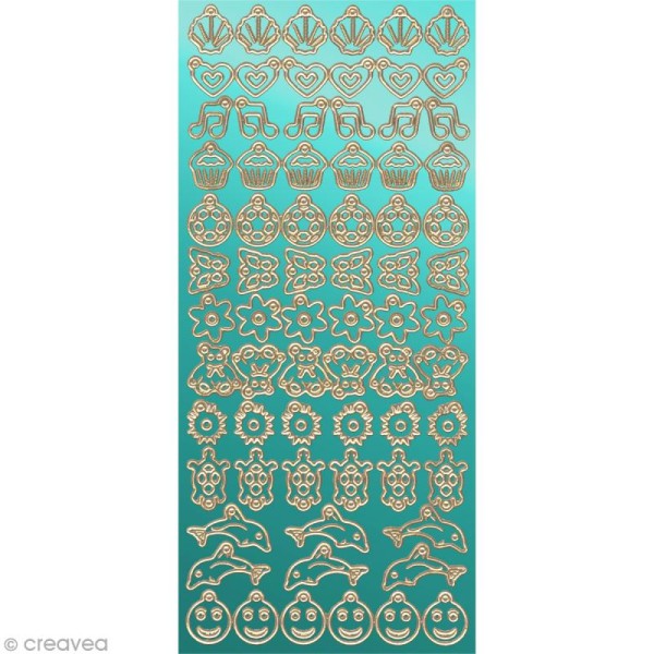 Stickers breloques - Miroir turquoise - 23 x 10 cm - 72 pcs - Photo n°3