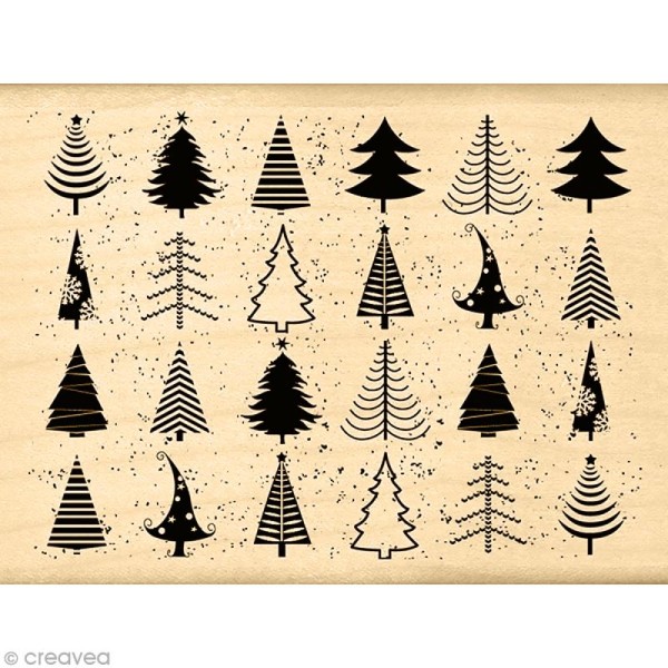 Tampon Noël - Un doux matin d'hiver - Fond sapins - 6 x 8 cm - Photo n°1