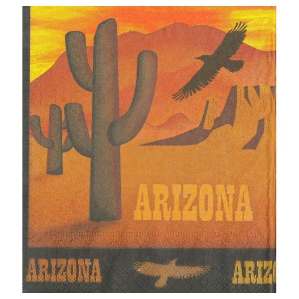4 Serviettes en papier Arizona Cactus Aigle Format Lunch - Photo n°1