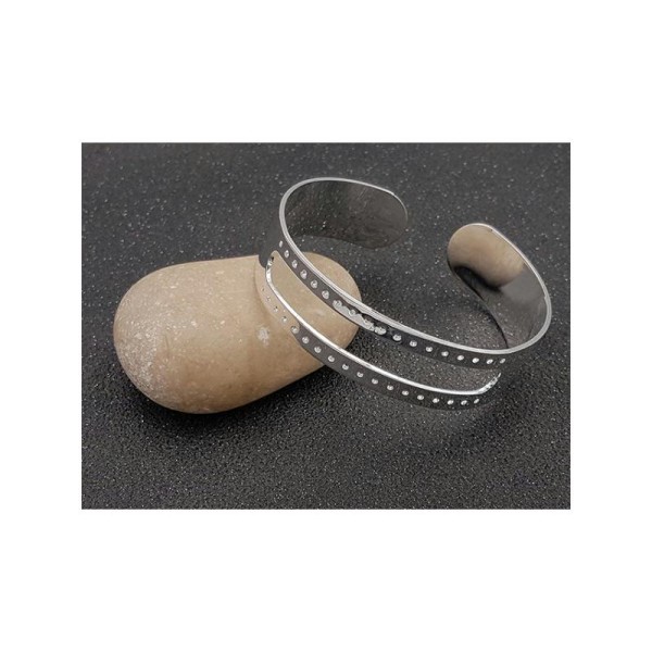 Bracelet Manchette 15mm Pour Tissage De Perles Couleur Argent - Photo n°1