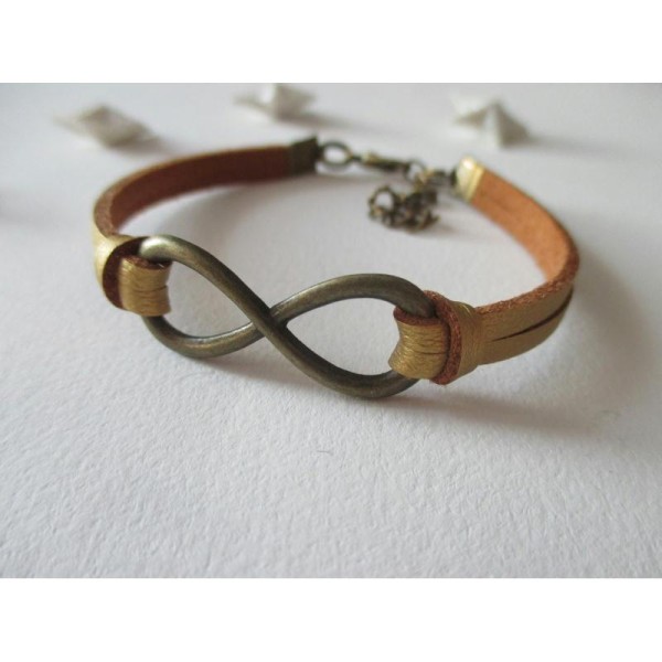 Kit bracelet suédine faux cuir doré et lien infini bronze - Photo n°1