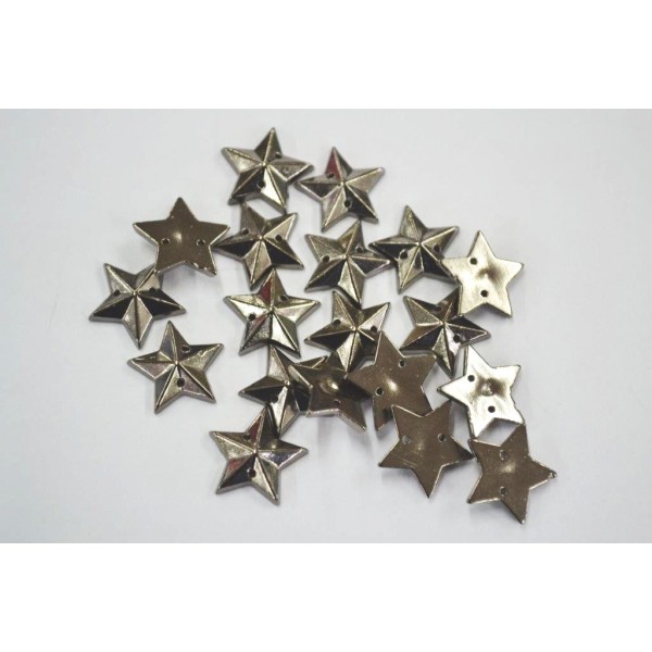 Cabochon étoile pyramide 15mm dark à coudre vendu par 10 - Photo n°1