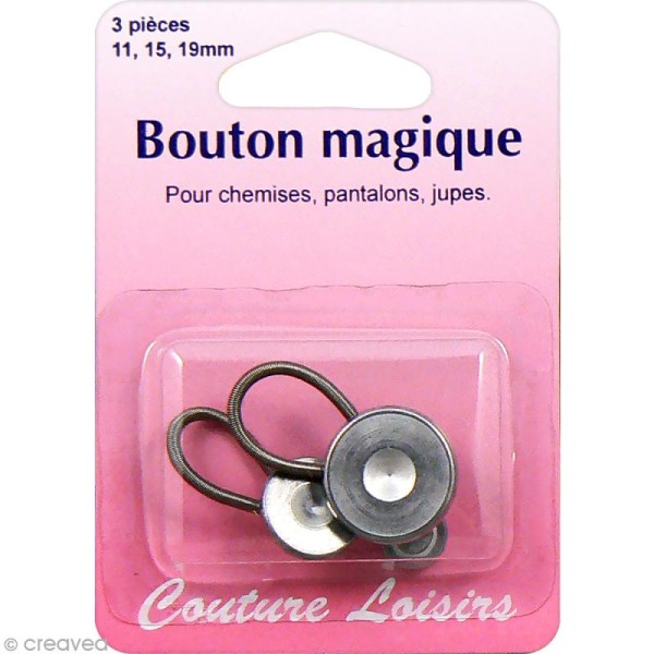 Bouton magique pour chemise - Métal argenté - Assortiment 3 pcs - Photo n°1