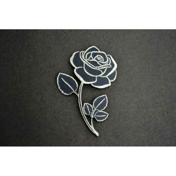 Application à  thermocoller fleur gris et argent 7 cm x 10 cm - Photo n°1