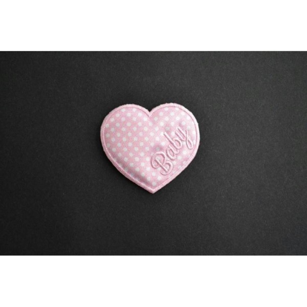 Application à  thermocoller coeur rose à  pois 5.5 cm x 5 cm - Photo n°1