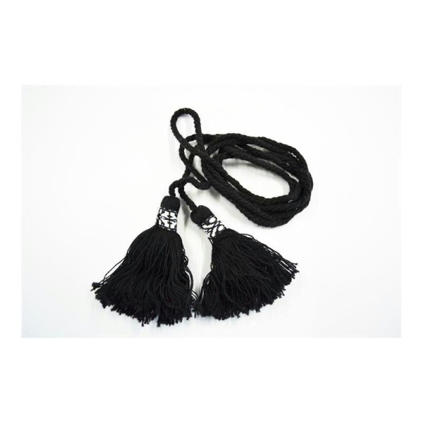 Lien coton pompon noir bordure ethnique - Photo n°1