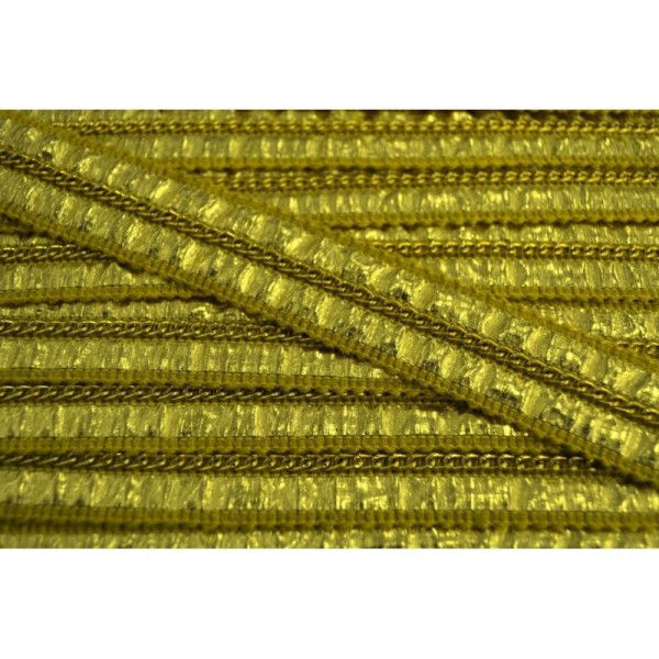 Galon chaînette et simili cuir doré 25mm - Photo n°1