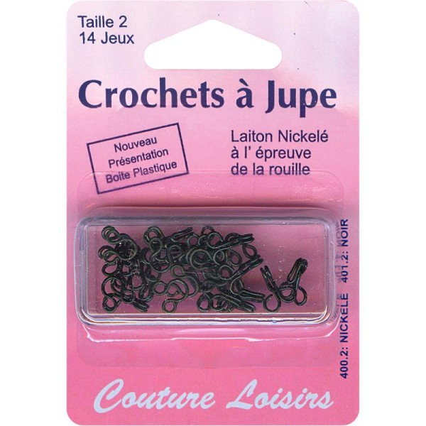 Crochets à jupe métalliques Noirs - Taille 2 - 14 jeux - Photo n°1
