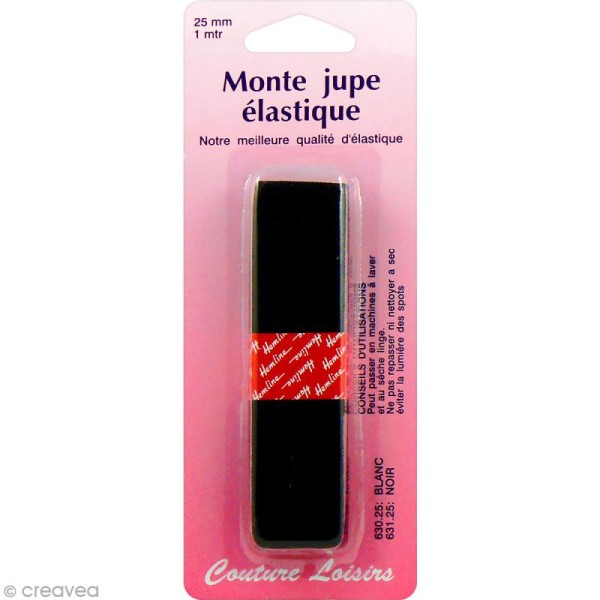 Monte jupe élastique Noir - 25 mm x 1 m - Photo n°1
