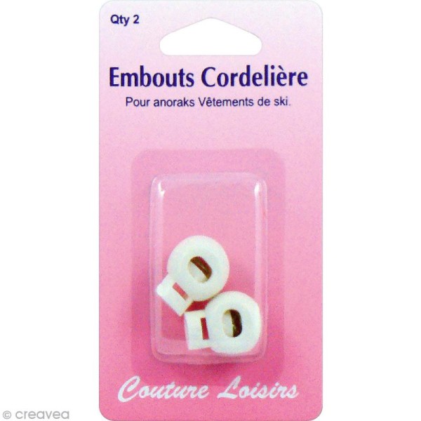 Embouts cordelières - Plastique - Blanc - 1 paire - Photo n°1