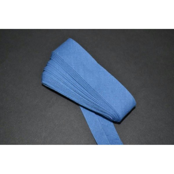Biais coton 20mm bleu mineral vendu par bande de 3 mètres - Photo n°1