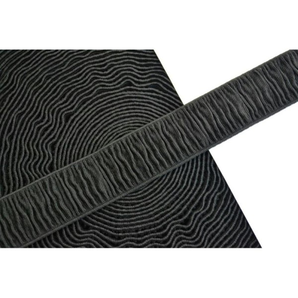 Elastique en relief plissé noir 40mm - Photo n°1