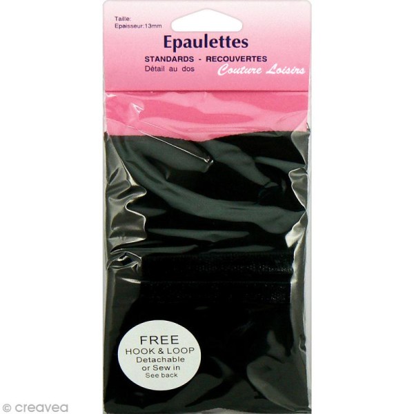 Epaulettes standards recouvertes - Noires - 13 mm - 2 pcs - Photo n°1