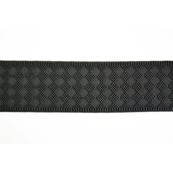 Galon élastique relief noir 50mm - Photo n°1