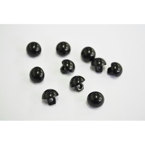Bouton plastique demi boule noir 10mm - Photo n°1