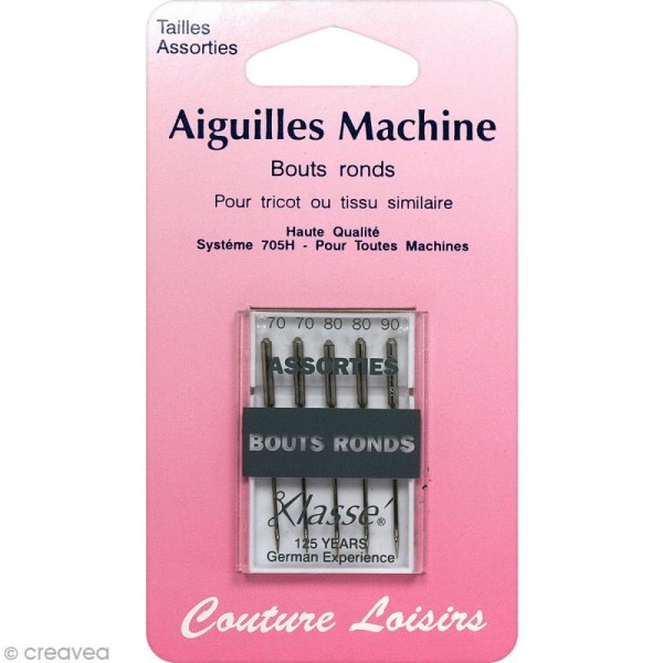 Aiguilles pour machine - Bout arrondi - Tailles 70 - 90 - 5 pcs - Photo n°1