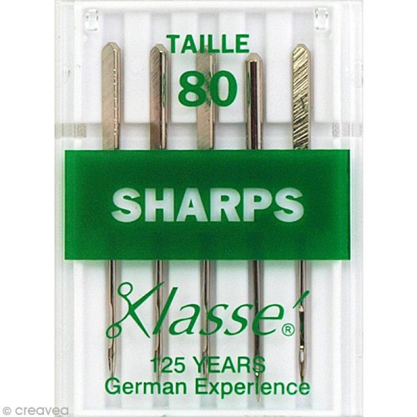 Aiguilles sharps pour machine - Acier - Taille 80 - Photo n°1