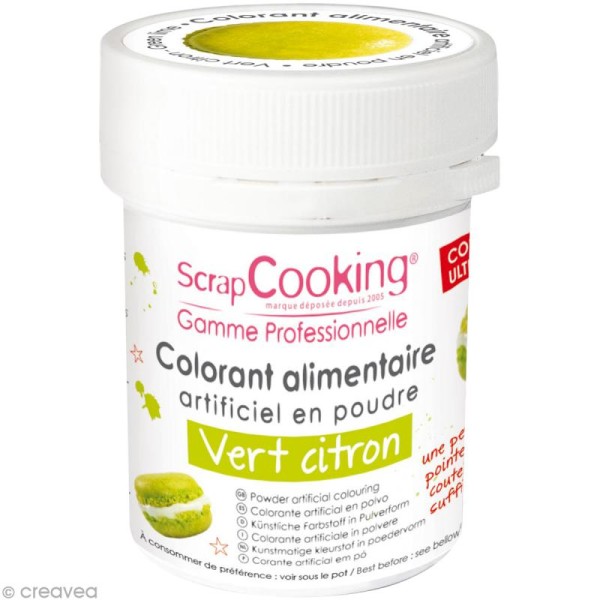Colorant poudre alimentaire artificielle - Vert citron - 5 g - Photo n°1