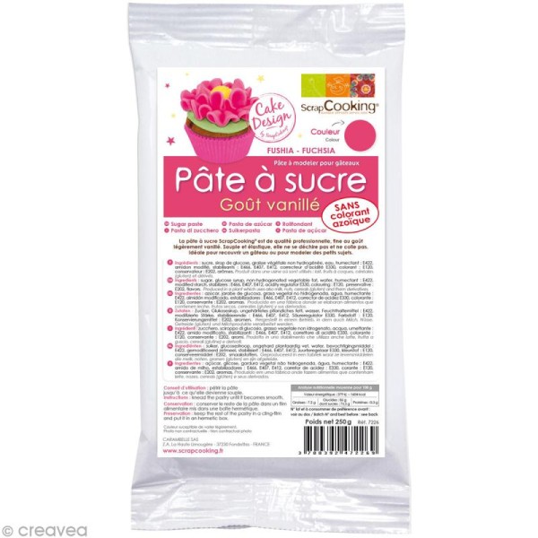 Pâte à sucre Rose fuchsia 250 g - Goût vanille - Photo n°1