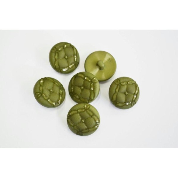 Bouton plastique ruban en relief vert olive 22mm - Photo n°1
