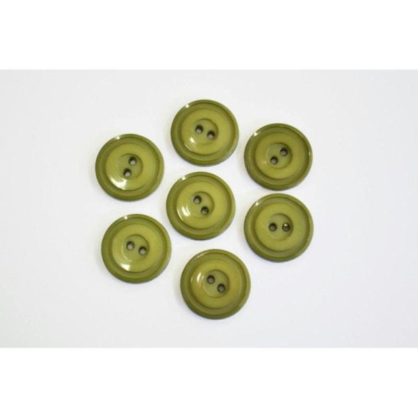 Bouton plastique double cercle vert olive 22mm - Photo n°1
