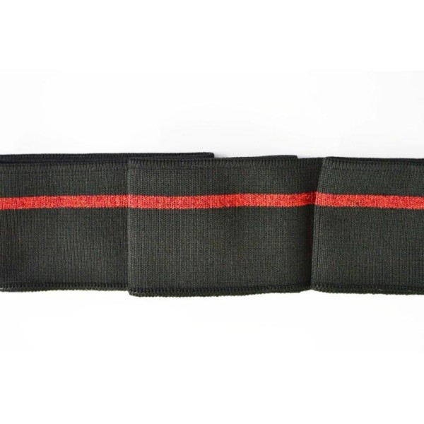 Bande 1 mètre bord côte noir et bande lurex rouge 50mm - Photo n°1