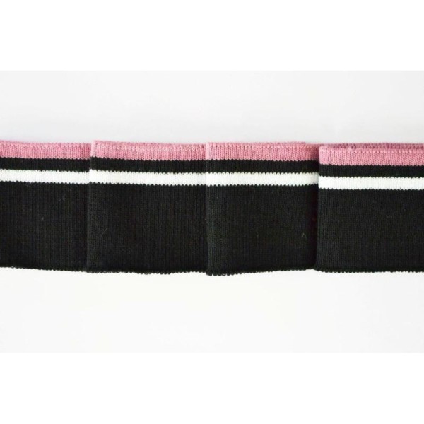 Bande 1 mètre bord côte noir et rose, bande blanc pailleté 40mm - Photo n°1