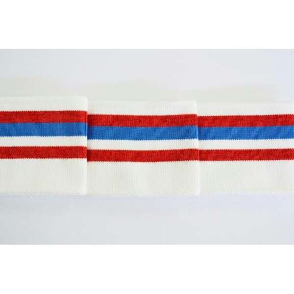 Bande 1.25 mètre bord côte blanc, bleu et rouge pailleté 50mm - Photo n°1