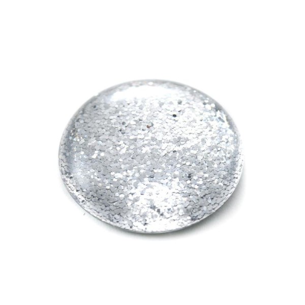 Cabochon rond polaris 12 mm glitter argenté - Photo n°1