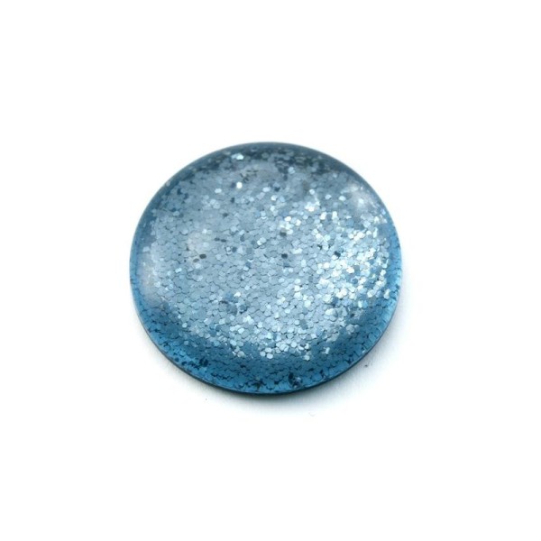 Cabochon rond polaris 12 mm glitter bleu - Photo n°1