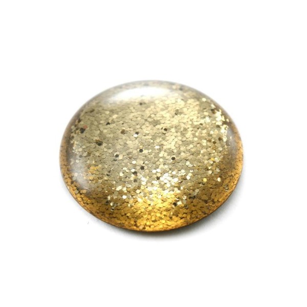 Cabochon rond polaris 24 mm glitter doré - Photo n°1